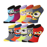 Tipi Toe Women's 10 Pairs Frightening Face Fiesta Pattern & Mix Colors For Vibrant Style Low Cut/No Show Socks