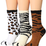 Tipi Toe Women's 3-Pack Cozy Microfiber Colorful Patterned Fuzzy Crew Socks