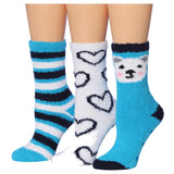 Tipi Toe Women's 3-Pack Cozy Microfiber Colorful Patterned Fuzzy Crew Socks