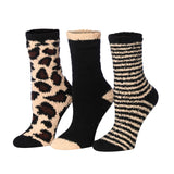 Tipi Toe Women's 3-Pack Cozy Microfiber Colorful Patterned Fuzzy Crew Socks