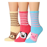 Tipi Toe Women's 3-Pack Cozy Microfiber Colorful Patterned Fuzzy Crew Socks