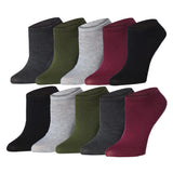 Tipi Toe Women's 10 Pairs Sleek Maroon & Mix Colors For Vibrant Style Low Cut/No Show Socks