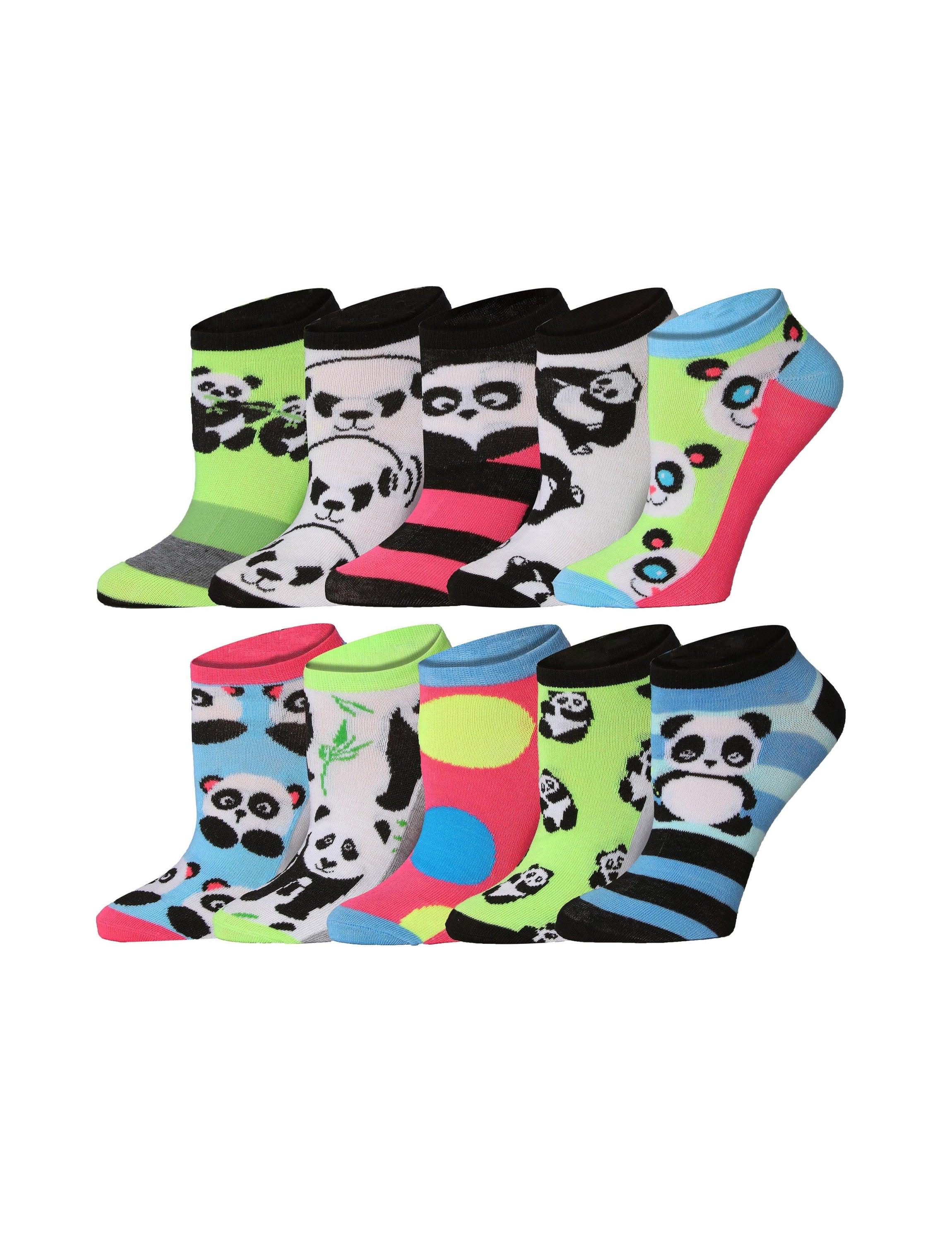  Women's 10 Pairs Panda Playful Print Pattern & Mix Colors For Vibrant Style Low Cut/No Show Socks -  Socks