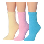 Women's 3 Pairs Cozy Microfiber Soft Anti-Skid Icy Lavender Colorful Patterned Fuzzy Crew Socks - Socks