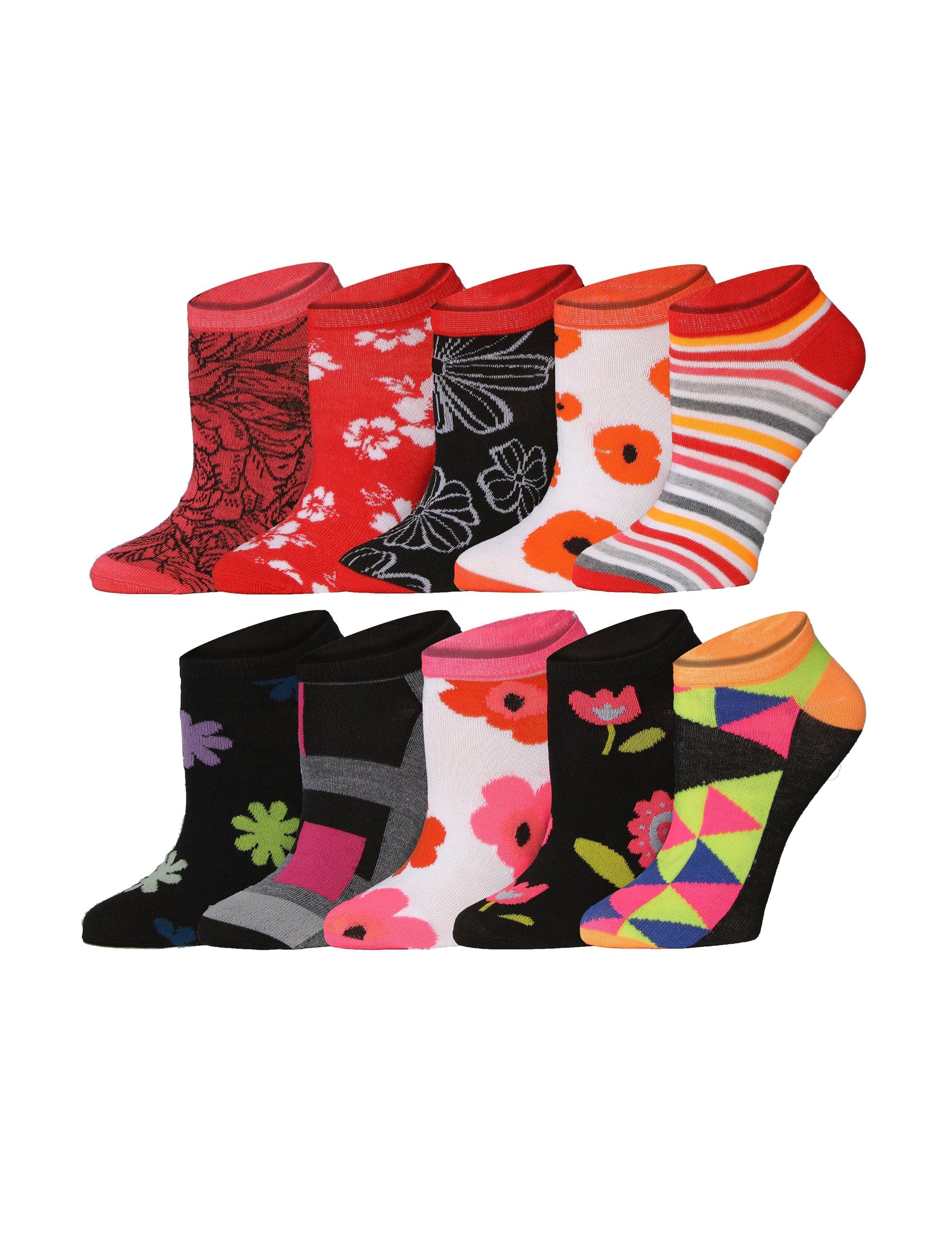 Women's 10 Pairs Lovely Lily Pattern & Mix Colors For Vibrant Style Low Cut/No Show Socks - Socks