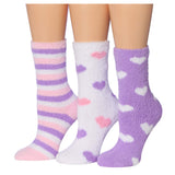 Tipi Toe Women's 3-Pack Cozy Microfiber Colorful Patterned Fuzzy Crew Socks