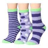 Tipi Toe Women's 3-Pack Cozy Microfiber Colorful Patterned Fuzzy Crew Socks