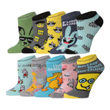 Tipi Toe Women's 10 Pairs Furry Friends Fusion Pattern & Mix Colors For Vibrant Style Low Cut/No Show Socks