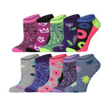Tipi Toe Women's 10 Pairs Whimsical Wildflower Pattern & Mix Colors For Vibrant Style Low Cut/No Show Socks