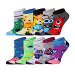  Women's 10 Pairs Lovable Little Monsters Pattern & Mix Colors For Vibrant Style Low Cut/No Show Socks -  Socks