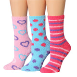 Tipi Toe Women's 3-Pack Cozy Microfiber Colorful Patterned Fuzzy Crew Socks