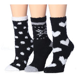 Tipi Toe Women's 3-Pack Cozy Microfiber Colorful Patterned Fuzzy Crew Socks