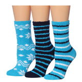 Women's 3 Pairs Cozy Microfiber Soft Anti-Skid Winter Wonderland Colorful Patterned Fuzzy Crew Socks - Socks