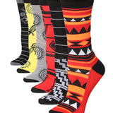 Tipi Toe Women's 6-Pairs Colorful Funky Ethnic Elegance Patterned Crew Dress Socks