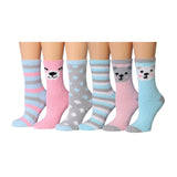 Tipi Toe Women's 6-Pack Cozy Microfiber Colorful Patterned Fuzzy Crew Socks