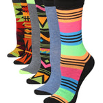 Women's 6-Pairs Rainbow Threads Colorful Funky Weave Patterned Crew Dress Socks - Socks