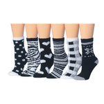 Women's 6 Pairs Cozy Microfiber Soft Anti-Skid Monochrome Elegance Colorful Patterned Fuzzy Crew Socks - Socks