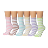 Tipi Toe Women's 6-Pack Cozy Microfiber Colorful Patterned Fuzzy Crew Socks