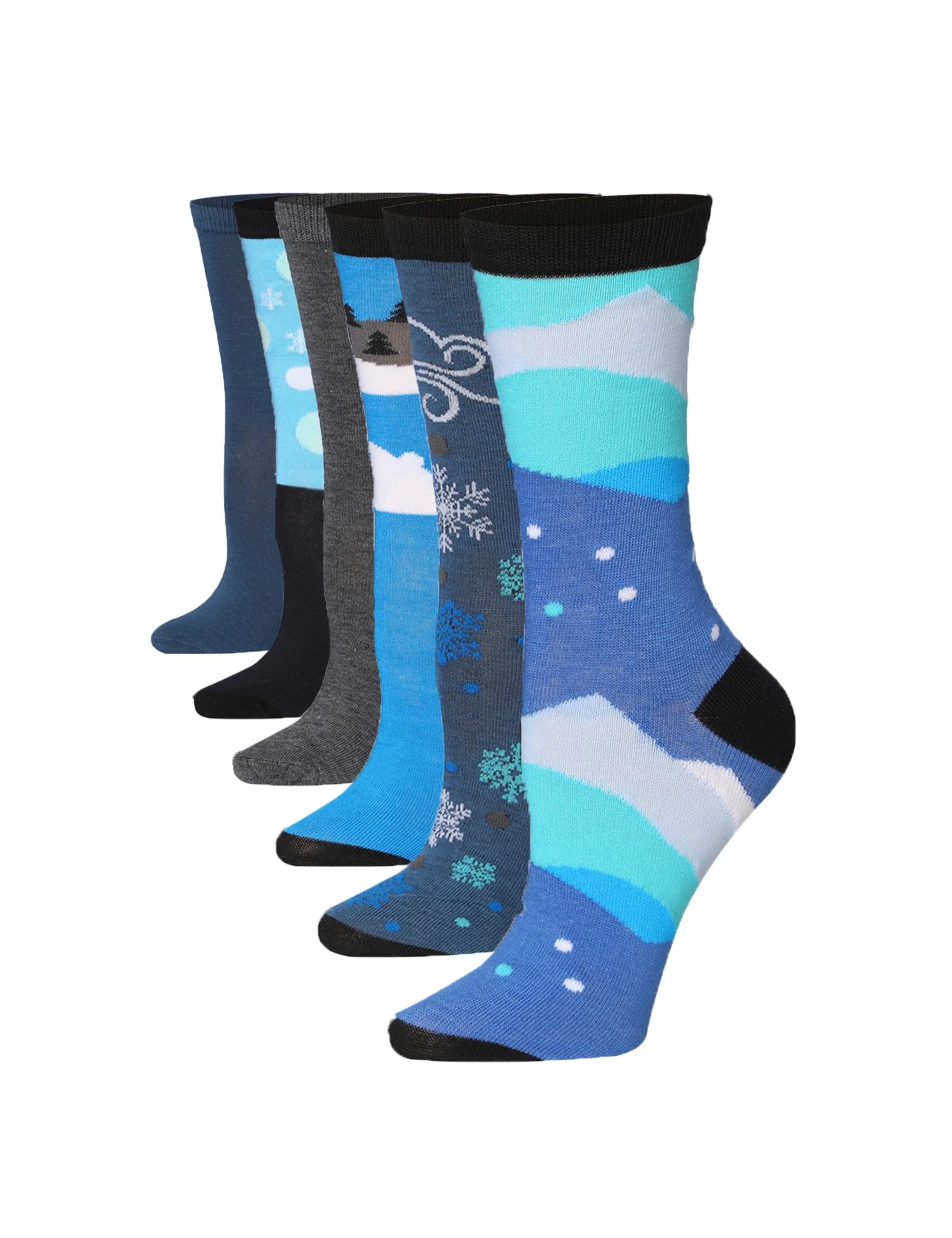 ladies dress socks Bluish Icy Dreamscape Tones Funky Dress Socks