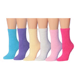 Tipi Toe Women's 6-Pack Cozy Microfiber Colorful Patterned Fuzzy Crew Socks
