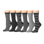 Women's 6-Pairs Colorful Funky Patterned Crew Dress Socks - Socks