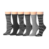 Women's 6-Pairs Colorful Funky Patterned Crew Dress Socks - Socks