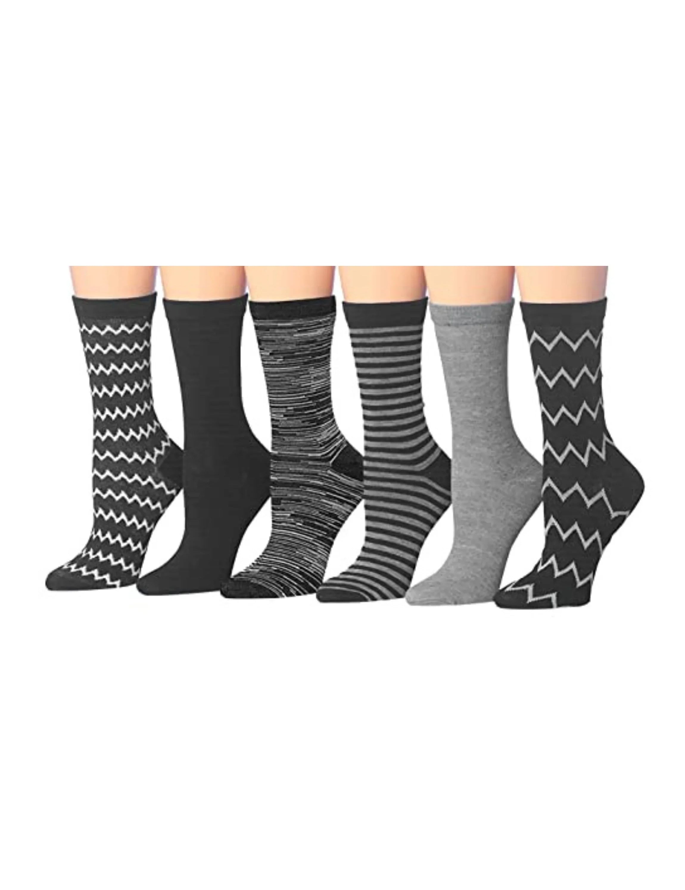 Women's 6-Pairs Colorful Funky Patterned Crew Dress Socks - Socks