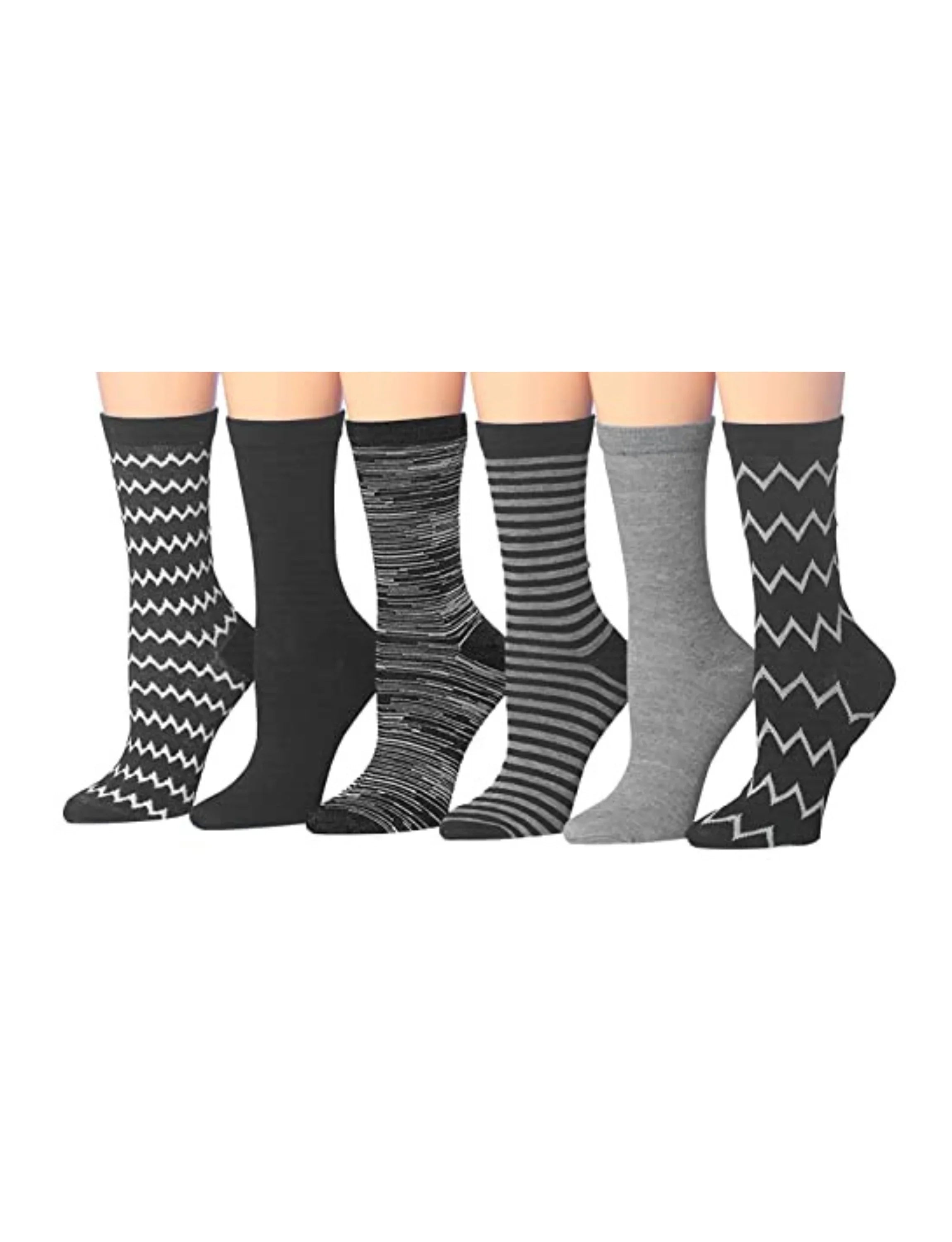 Women's 6-Pairs Colorful Funky Patterned Crew Dress Socks - Socks
