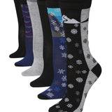 Women's 6-Pairs Colorful Funky Mountain Serenity Arctic Dreams Patterned Crew Dress Socks - Socks