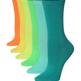 Tipi Toe Women's 6-Pairs Colorful Funky Solid Design Crew Dress Socks