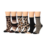 Tipi Toe Women's 6-Pack Cozy Microfiber Colorful Patterned Fuzzy Crew Socks