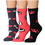 Tipi Toe Women's 3-Pack Cozy Microfiber Colorful Patterned Fuzzy Crew Socks