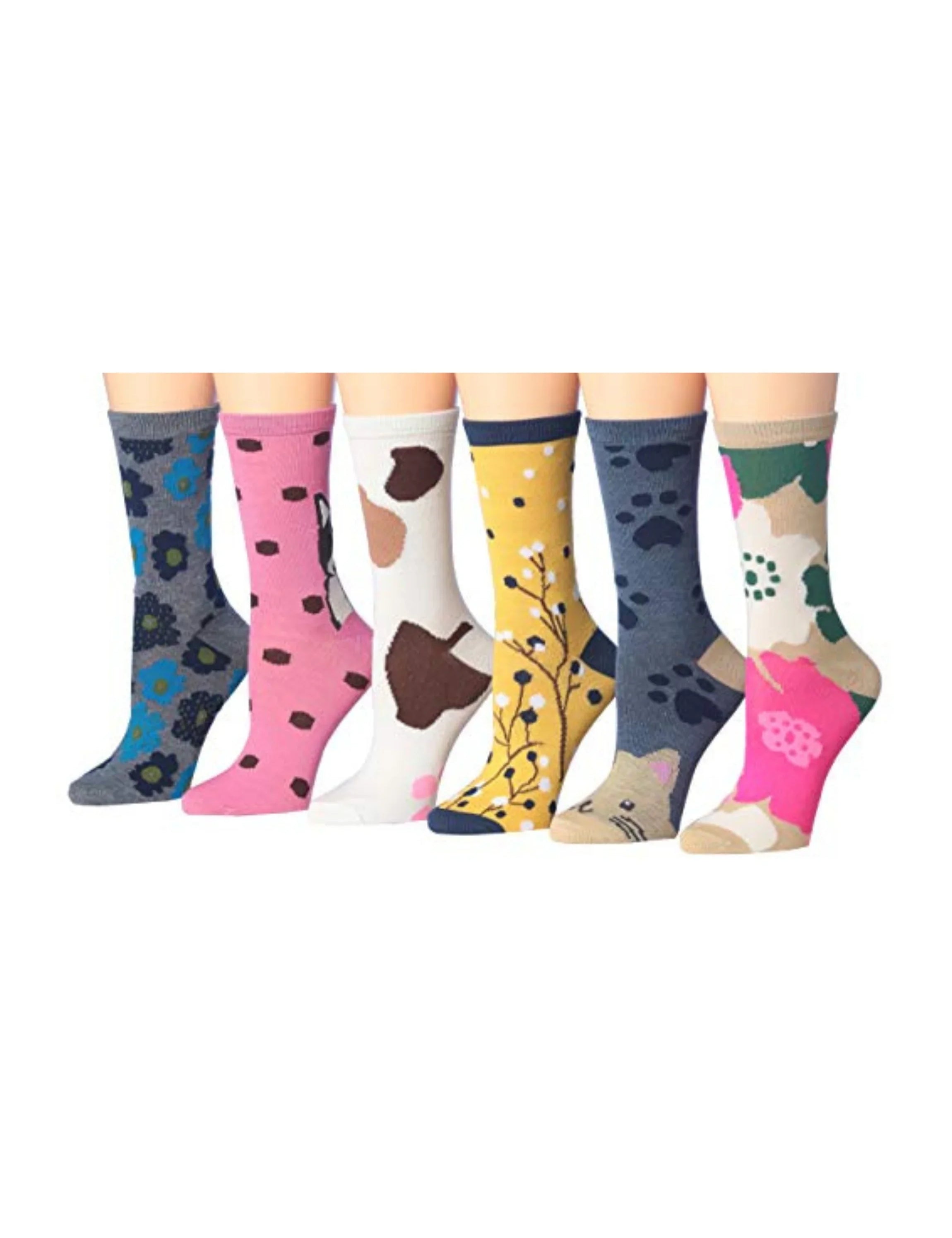 Floral Paw Pattern Socks