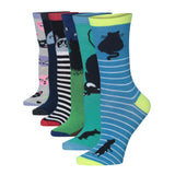 Women's 6-Pairs Lightweight Novelty Colorful Fashion Crew Cat Socks For Women - Socks