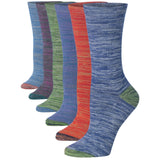 Tipi Toe Women's 6-Pairs Colorful Chromatic Weaves Funky Space Dye Patterned Crew Dress Socks