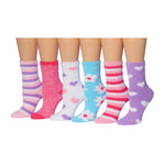 Women's 6 Pairs Cozy Microfiber Soft Anti-Skid Meadow Sunset Colorful Patterned Fuzzy Crew Socks - Socks