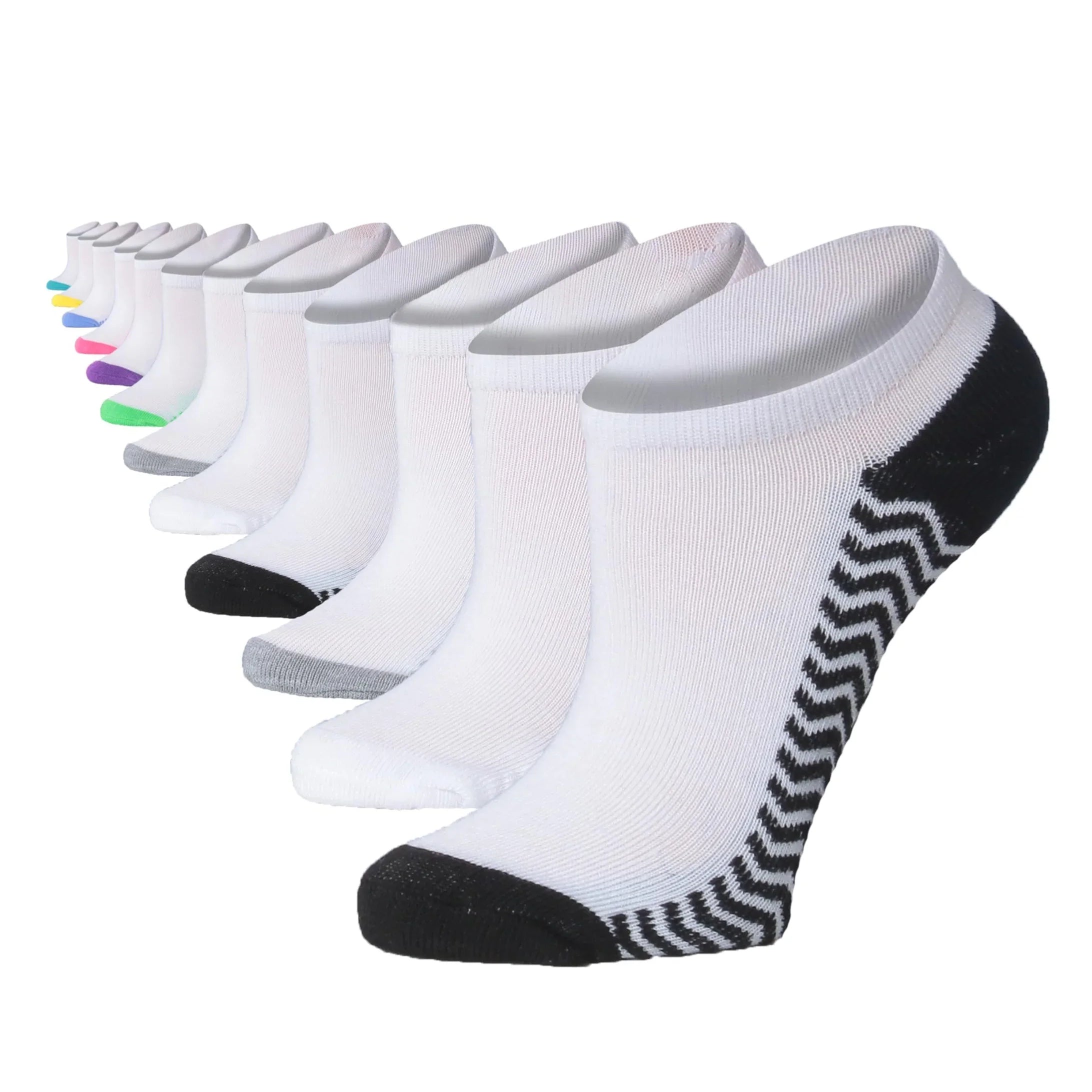 Women's White Vibrant Colored No Show Socks