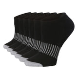 Tipi Toe Women's 6 Pack Cushioned Comfort Running Solid Black Grey Stripes Women's No Show Socks - Tipi Toe Socks