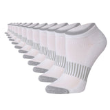 Tipi Toe Women's 12-Pairs Solid Pure White Minimalist Grey Toe 3 Stripe Low Cut Athletic Sport Peformance Socks