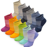 Tipi Toe Women's 12-Pairs Vibrant Solid Light Colored Toe Heel Contrast Low Cut Athletic Sport Peformance Socks