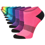  Women's 12-Pairs Vibrant Colored Black Acented Stripes Low Cut Athletic Sport Peformance Socks -  Socks