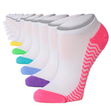 Tipi Toe Womens Ankle Low Cut Rainbow Infused Whites Bottom Accent Athletic Sport Peformance Socks