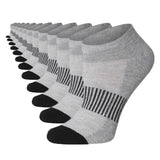 Tipi Toe Women's 12-Pairs Grey with Striped Accents and Black Toes Low Cut Athletic Sport Peformance Socks