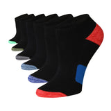 Tipi Toe Women's 6 Pack Cushioned Comfort Running Solid Black Toe Heel Multi Contrast Walking Socks Women