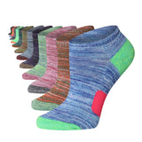 Tipi Toe Women's 12-Pairs Space Dye Thick Cushioned Conrtasting Toe Heel Colors Running Ankle Socks For Womens