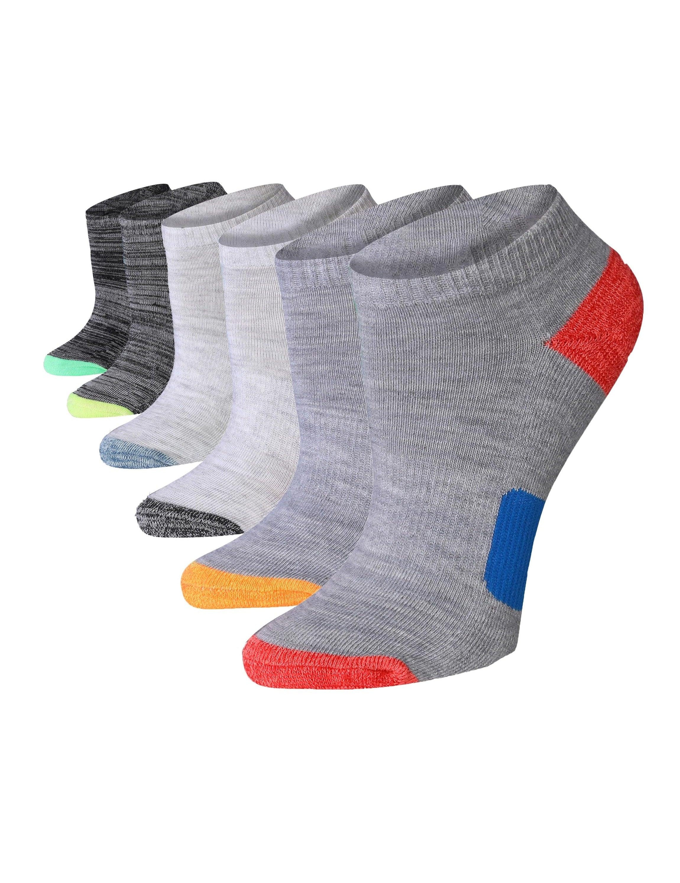 Women's 6 Pack Cushioned Comfort Running Monochrome Space Dye Grey Contrast Arch Support Socks For Women -  Socks