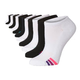 Tipi Toe Women's 12-Pack Black and White With Multi-Colored Stripes No Show Athletic Socks