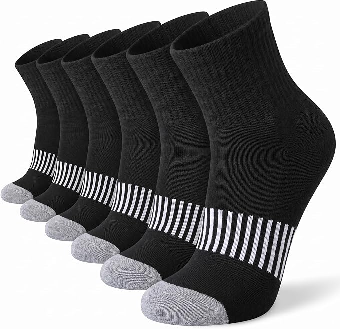 Tipi Toe Women’s Quarter Athletic Sock Bundle – 12-Pair Cushioned Running Sports Socks with Arch Support, Sizes 9–11