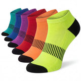 Vibrant Colors Black Toe No Show Athletic Socks - 6 Pack